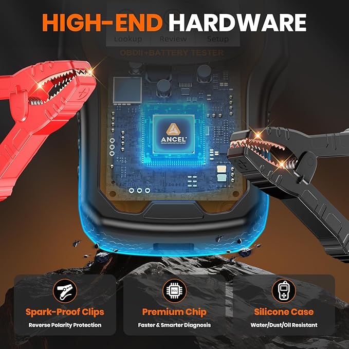 ANCEL AD410 PRO OBD2 Scanner and Battery Tester, 2-in-1 Car Diagnostic Tool