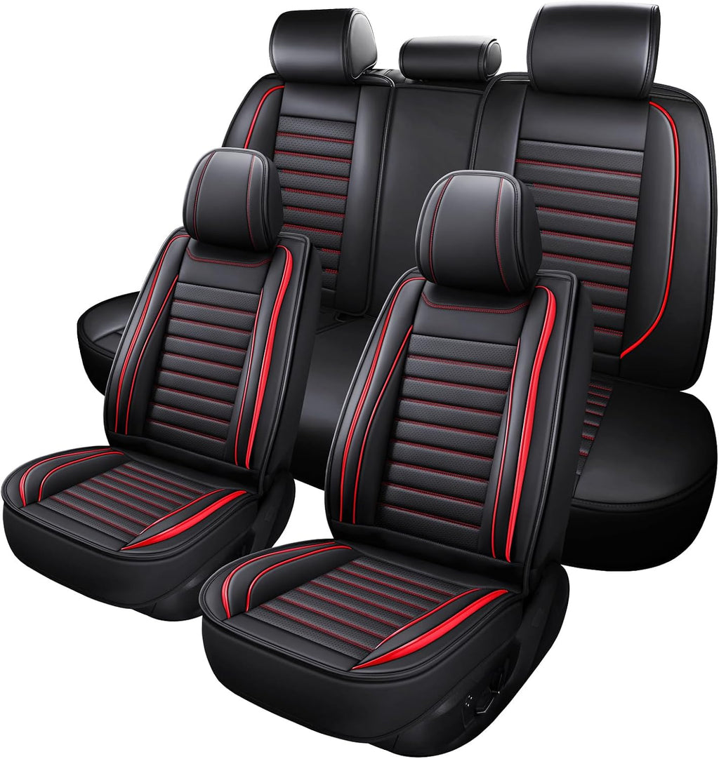 Leather Car Seat Covers Full Set, Universal Faux Leather Car Seat Covers 5 Seats