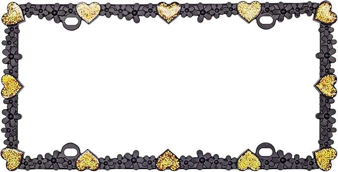 Creathome 3D Shining Daisy Heart License Plate Frame from Pure Zinc Alloy Metal - Image 3
