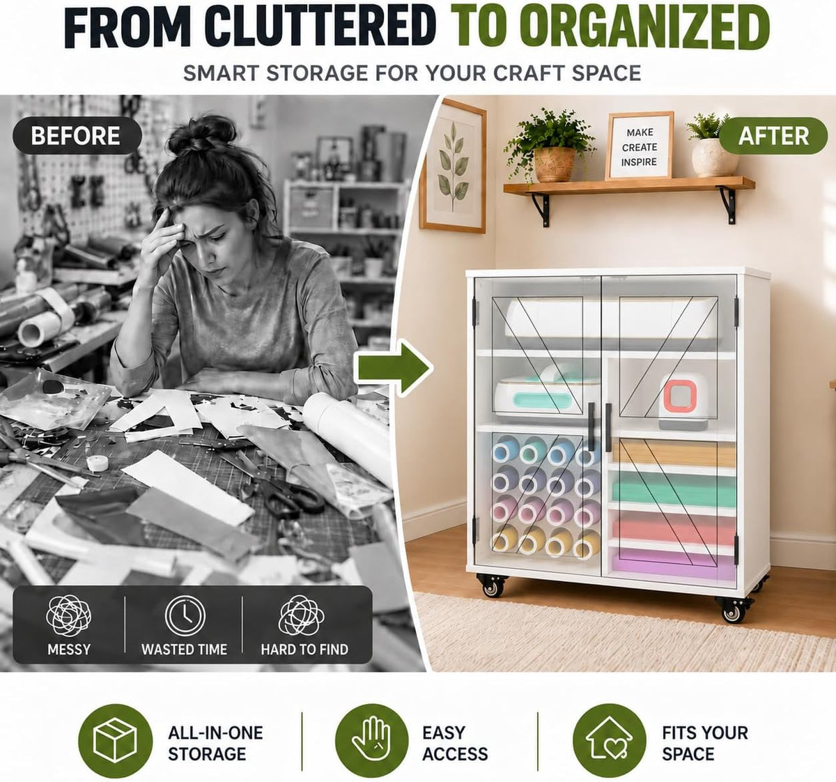 cutaswish craft storage cabinet for cutting machines, barn, package contents