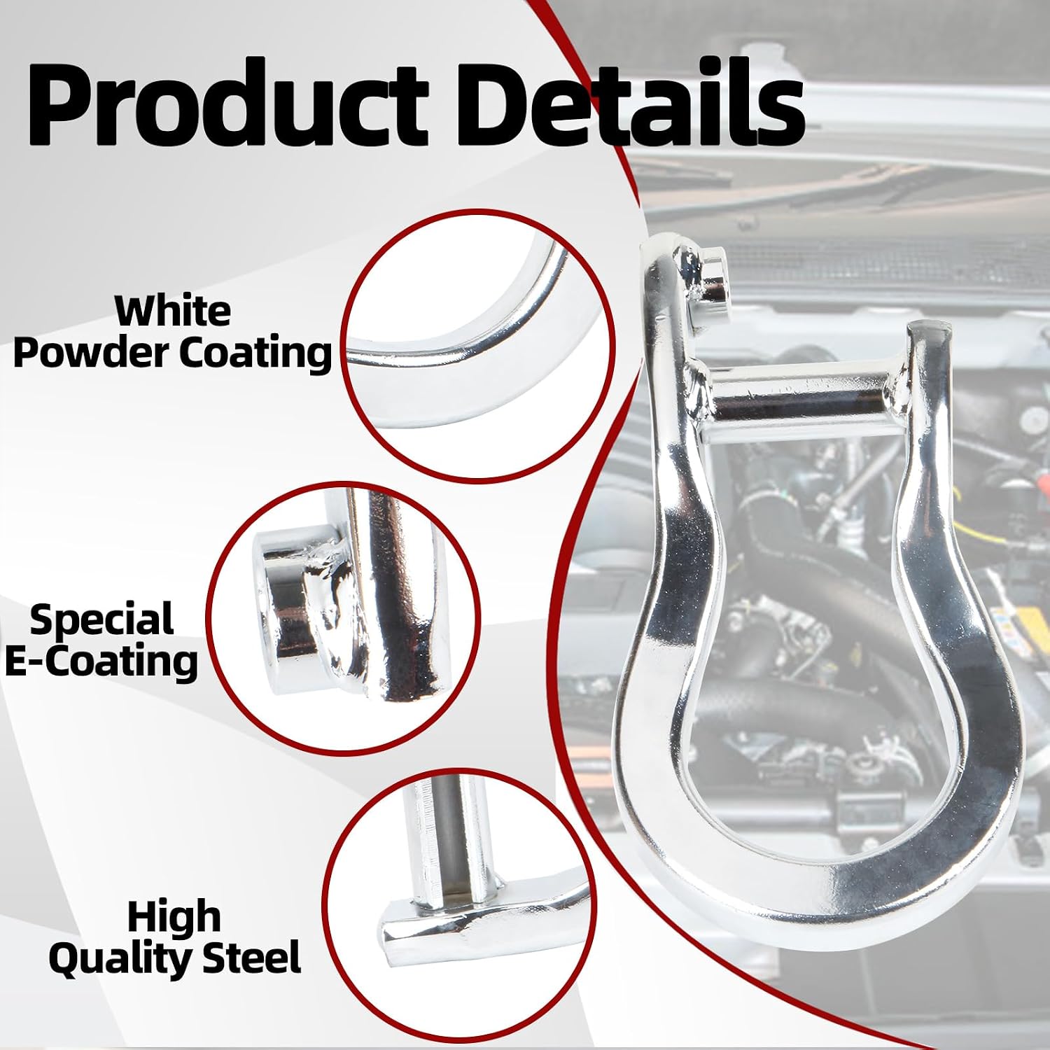 MITZONE Front Tow Hooks Compatible with 2019-2022 Chevy Silverado 1500 Front Bumper Tow Hook Shackles Replace 84195899