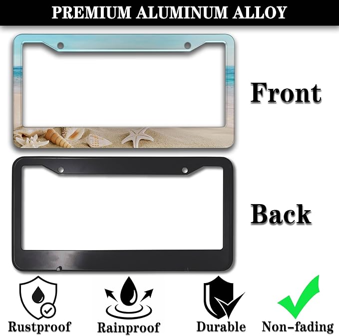 Front License Plate Bracket Multicolor License Plate Frames Beach Ocean - Image 3