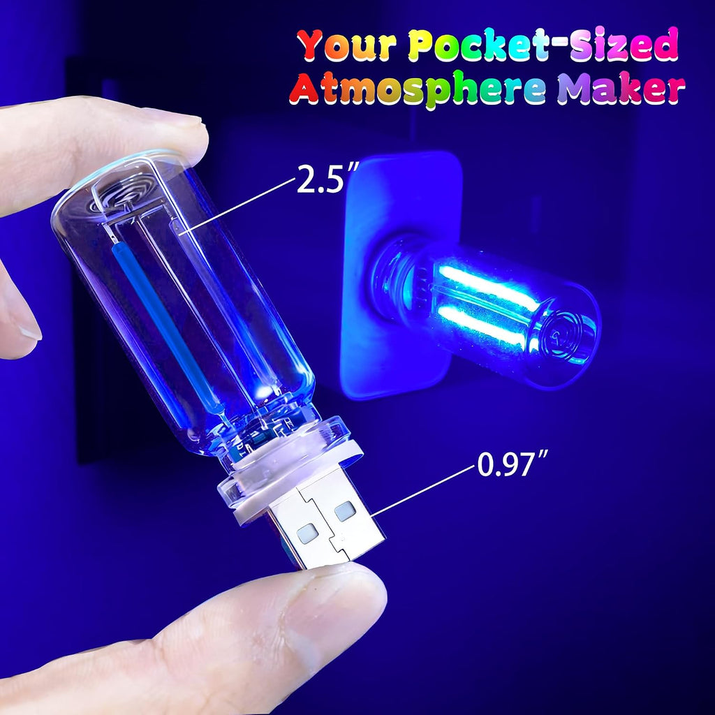 4 PCS USB Touch Dimmable Retro Glass Bottle Car Night Light | Portable design, 4 colors: Red Blue Green Purple, fits car interior, bedroom, hallway, indoor outdoor decor