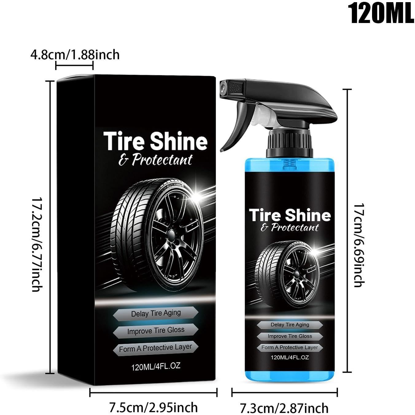 Wheel Pólish Coating – Tire Shine Solution, Rubber Care Fluid, High Gloss Finishing treatmênt | Protective Maintenance Liquid for Vehicle Detailing Exterior