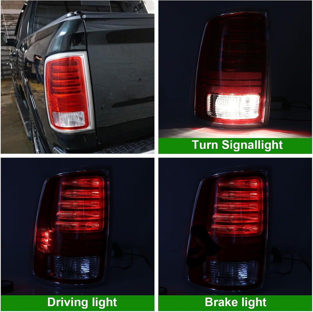 Lochnchn LED Tail Light Assembly Compatible with 2013-2018 Dodge Ram 1500,2014-2018 Ram 2500 3500 Left Driver Side Taillights Rear Outer Tail Lamp Replace CH2800202 68093079AB