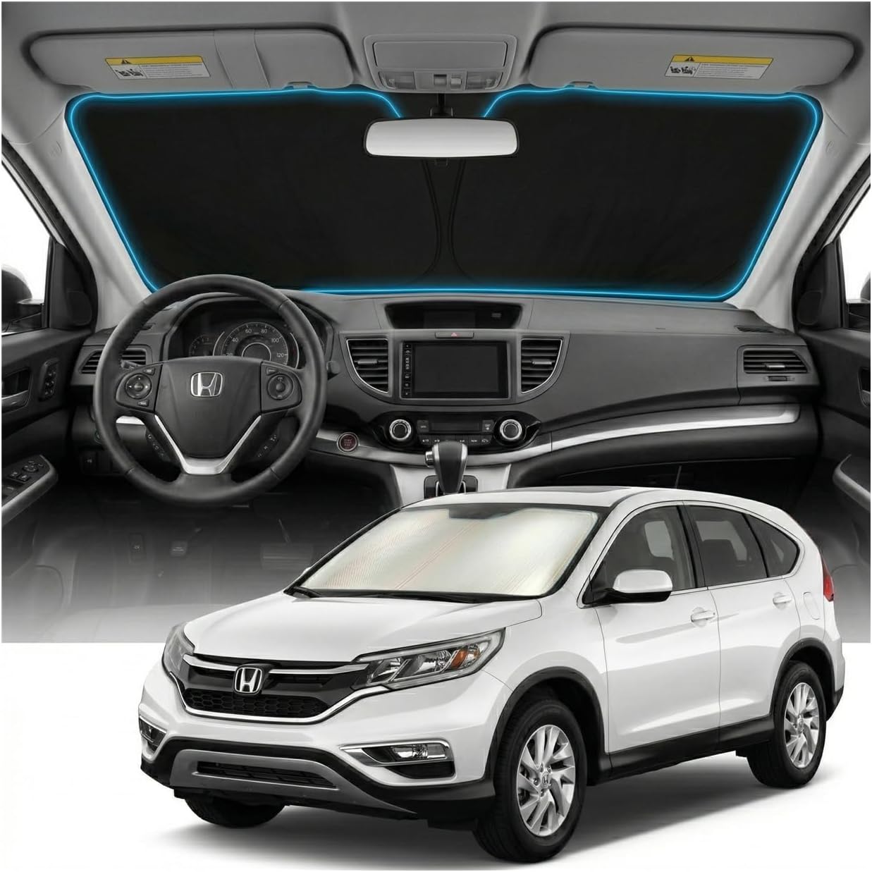 for Honda CRV Sun Shade Windshield Cover - Custom Fit CRV Accessories 2012-2016 Sunshade Foldable UV Protection & Heat Shield Sun Visor Accessories