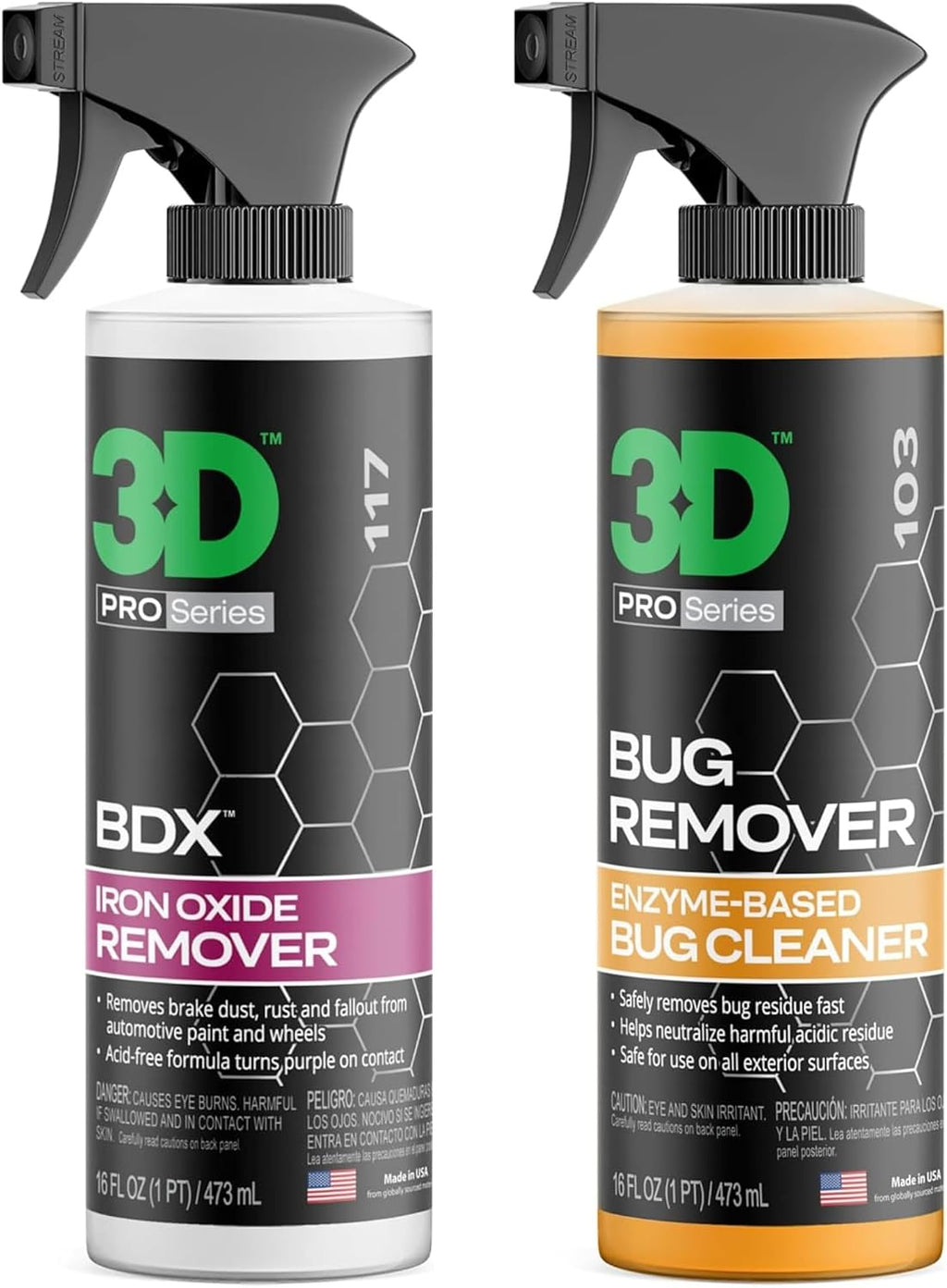 3D Bug Remover BDX Iron Remover – Ultimate Exterior Cleaning Duo for Bug, Tar, and Iron Decontamination – 16 oz Each