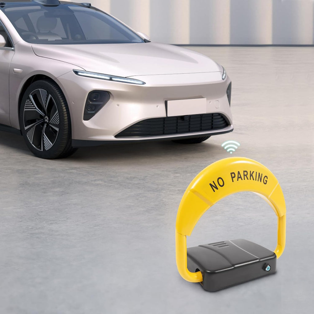 Automatic Remote Control Parking Lock, Folding Parking Barrier with 98ft Wireless Range for Private Car Space, Alloy Steel Waterproof Ground Mount Security Lock for Residential Commercial Use