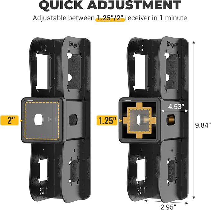 BougeRV Hitch Wall Mount, Adjustable 1.25"/2" Receiver, Heavy Duty ...