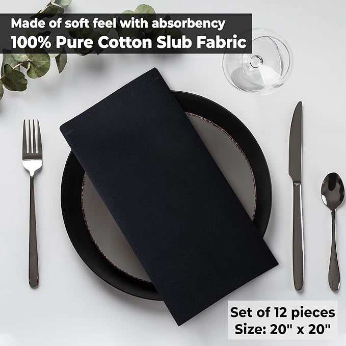 Urban Villa Cloth Napkins Halloween Dinner Napkins Solid Black Color 20'&...