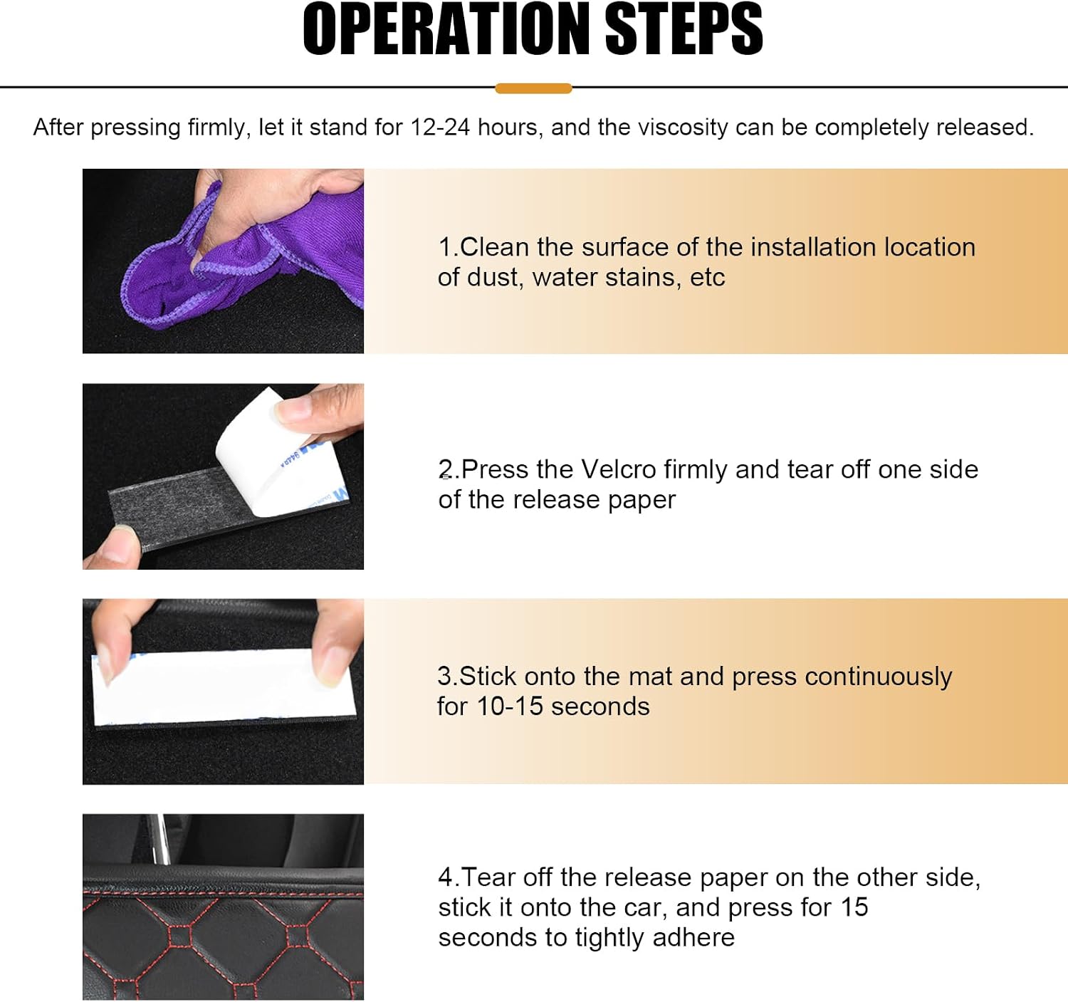20PCS Car Mat Fixing Stickers, Nylon Waterproof Non-Shedding Vehicles Foot Pads Backing Adhesive, Multifunctional Cuttable Traceless, for Cushions, Sofa Mat, Carpets (Black)