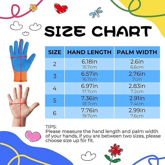 HANDLANDY 3 Pairs Kids Gardening Gloves Latex Free, Nitrile Coated Children - Image 5