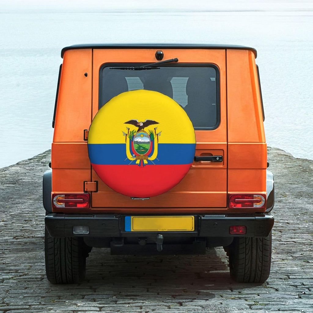Flag of Ecuador Print Universal Spare Tire Cover for RV, Jeep | Wheel Protector Fits Rv, Trailer, Jeep, Shield Tires From Sun, Dirt And Rain For Outdoor Storage