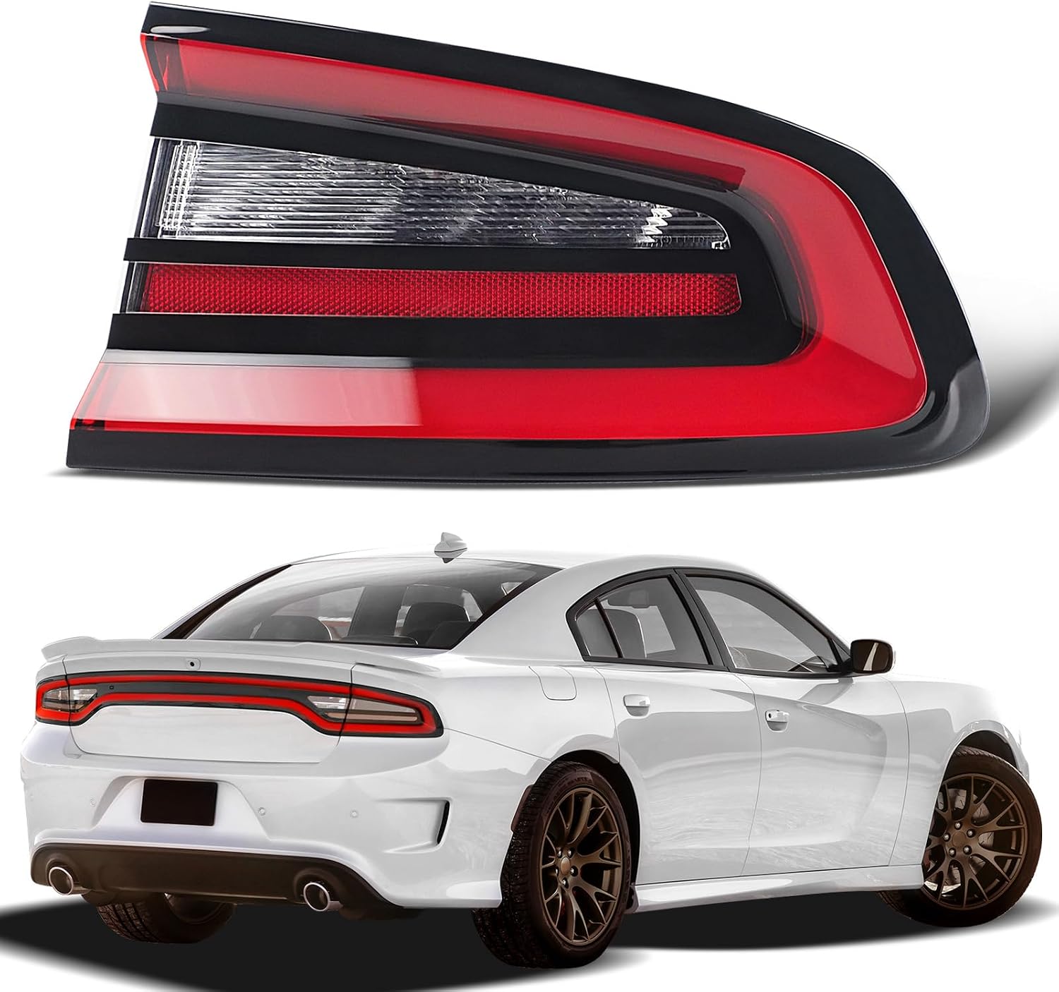 LED Tail Lights Compatible With 2015-2023 Dodge Charger | Right Passenger Side Outer Rear Lights Assembly Factory OEM Taillights Replace 68213144AA, 68213144AB, 68213144AC