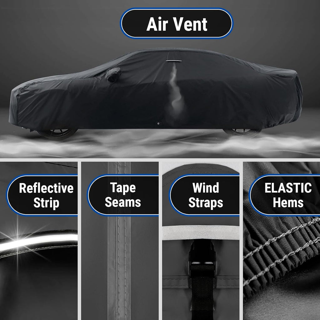 icarcover car cover waterproof all weather for 2000-2005 showing dimensions