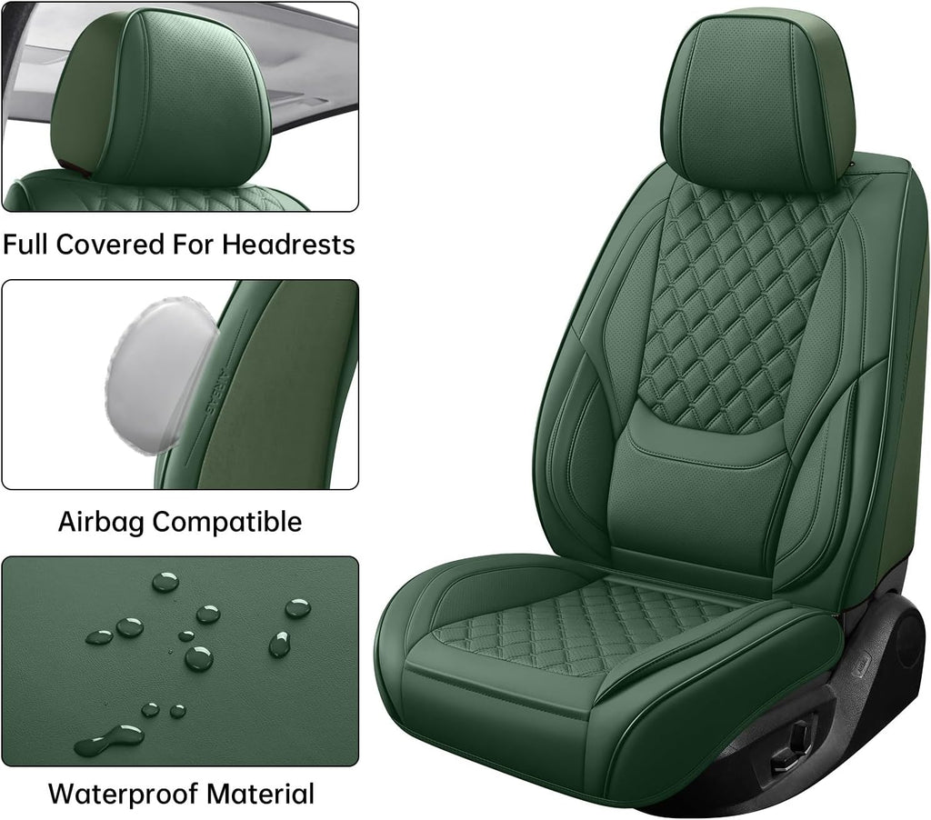 green car seat covers full set,5 seat leather, side view