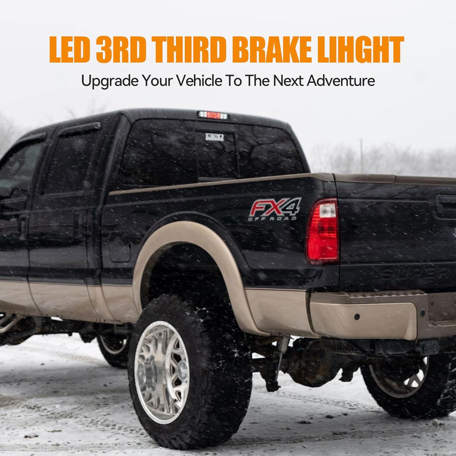 Third 3rd Brake Light LED for 1999-2016 Ford F250 F350 F450 F550 Super Duty, 1993-2011 Ford Ranger High Mount Rear Cab Brake Lights Assembly, 99-16 F-250-F-550 Cargo Stop Light (Chrome)