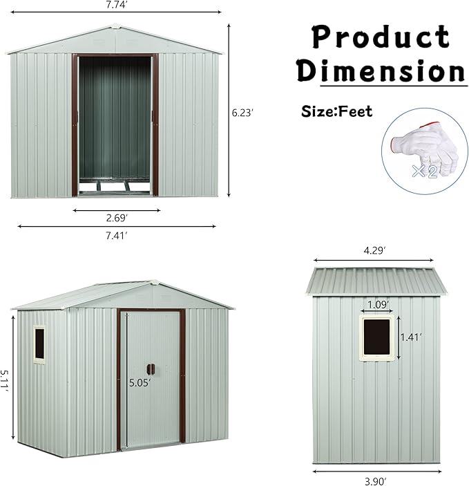 8 x 4 FT Outdoor Storage Shed - Image 4