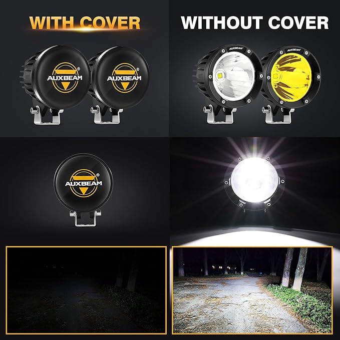 Auxbeam C4 Series 4 Inch Black Protective Light Covers, Round Offroad LED Pods - Image 3