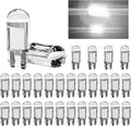 30 PCS 194 Car LED Light Bulbs, 12V T10 6000K Bright Lights Interior Bulbs Replacement, 168 2825 W5W Wedge COB LED Error Free Bulb for Car Dashboard Dome Sign Lamps (White)