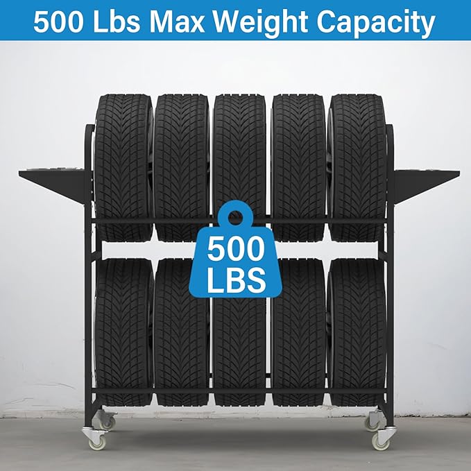 Tire Storage Rack 57" x 55.1" x 20" w/Anti-dust Cover, Adjusta...