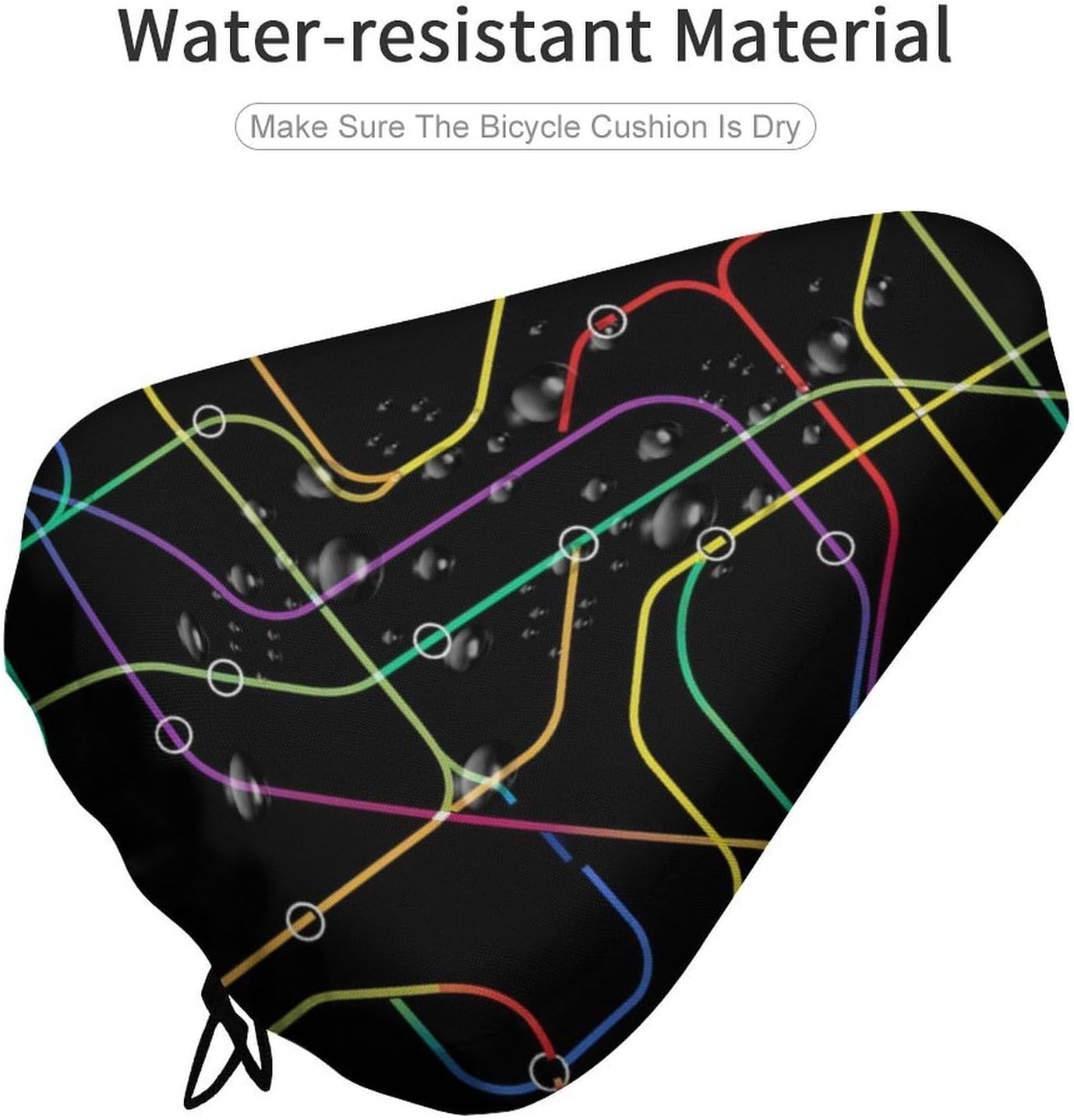 Bicycle Seat Cover Fits Stationary Cruiser Indoor Outdoor Padded Bicycle, Rainproof Waterproof Network Subway Art Bike Cushion Saddle Cover