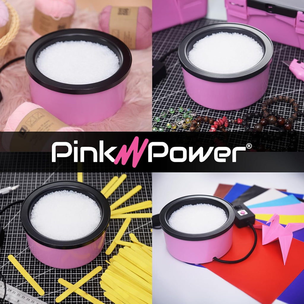 pink power electric hot glue pot for crafts, package contents