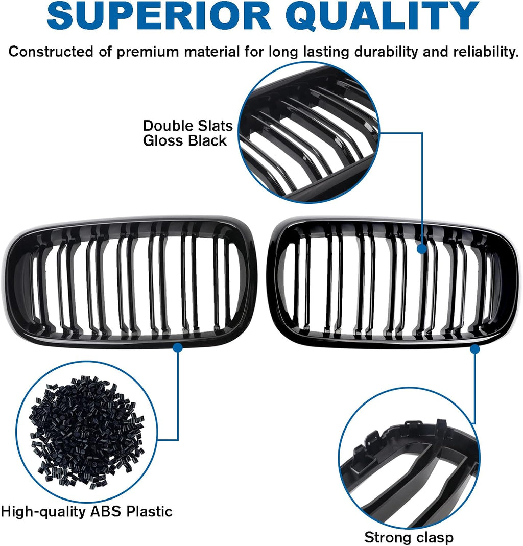 X5 F15 Grille，Gloss Black Kidney Grill Fit 2014-2018 X5 F15 X6 F16 X5M F85 X6M F86 Dual Slat Double Line