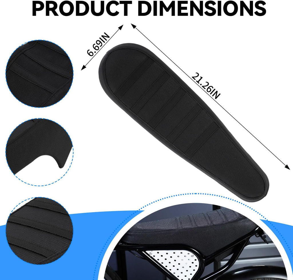 CHANGCHENG Ribbed Gripper Seat Cover for Ridstar Q20 YVY K20/Q20 E-Bike,Dirt Bike Style Non-Slip Waterproof PVC Leather Saddle Sleeve,Custom Fit Ebike Accessories for Q20 Pro/Plus YVY K20/Q20 -Black