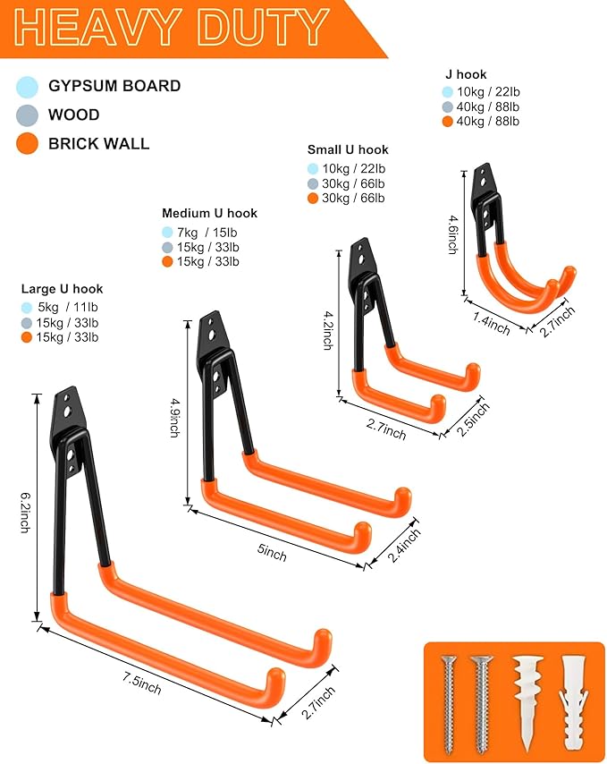 QcoQce 11 Pack Garage Hooks Heavy Duty - Image 2