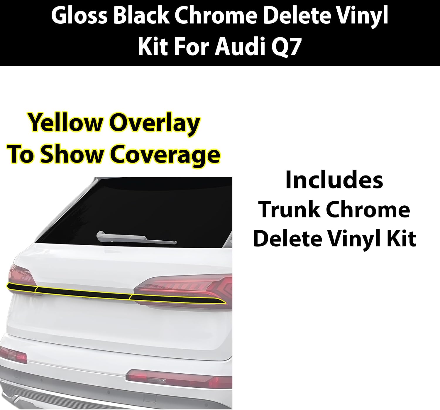 BOGAR TECH DESIGNS for Audi Q7 2020-2024 Top Rear Trunk Chrome Delete - Precut Vinyl Trim Overlay, Gloss Black Blackout Look