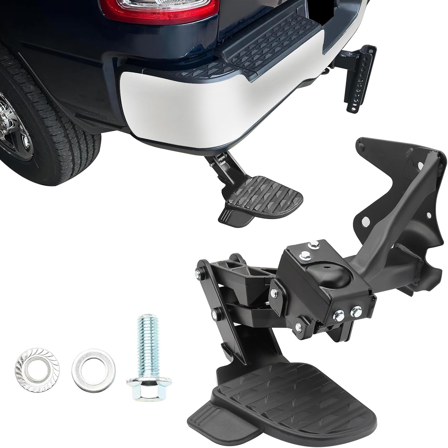 Rear Bed Step,Retractable Bed Step Bumper Step for Dodge Ram 1500 DT New Body Style with Dual Exhaust Vehicles 2019 2020 2021 2022 2023 2024, Replaces # 82215289AH 82215289AG