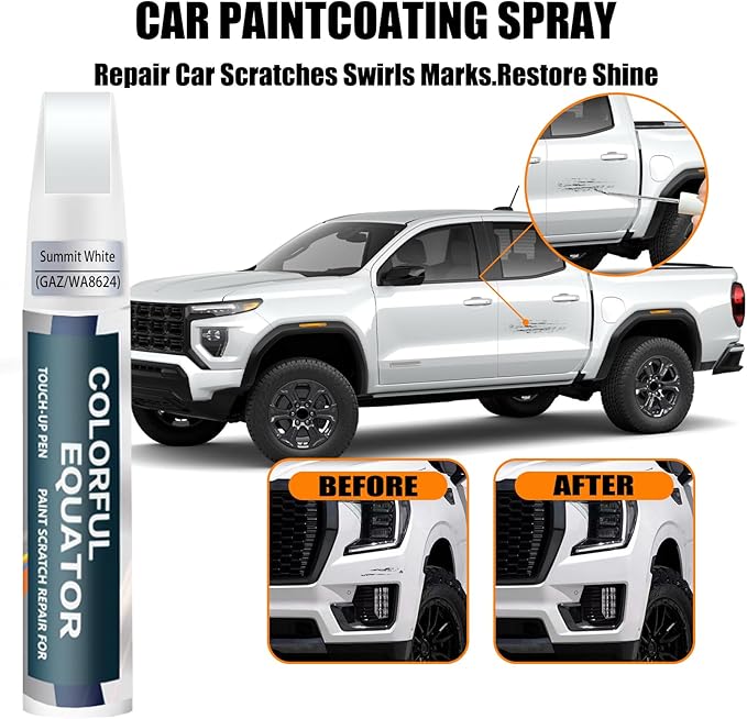 Summit White Touch Up Paint for GMC, Car Paint Pen Scratch Repair Two-In-One - Image 3