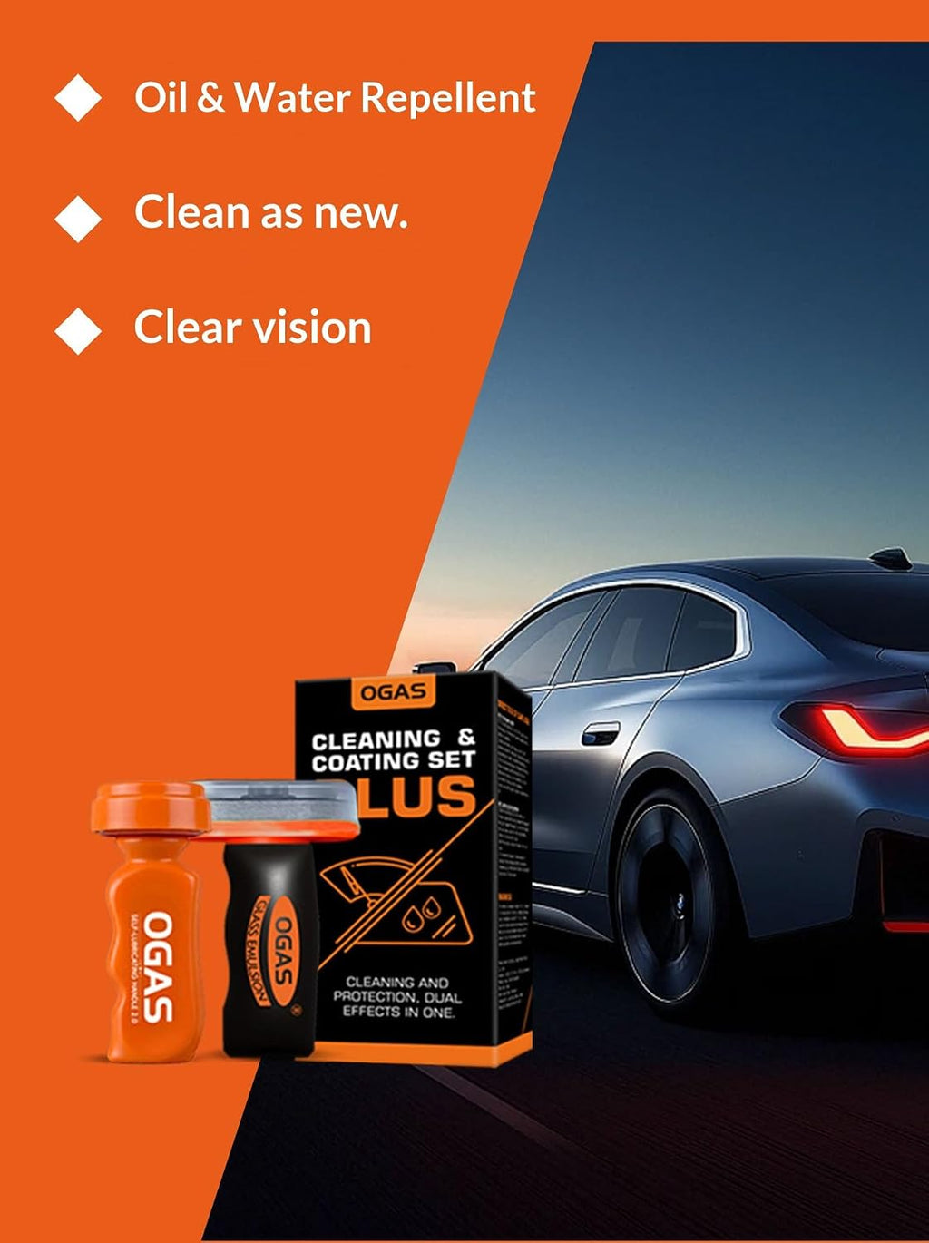[Oil Film Remover for Car Windshields] Automotive q4 Glass Cleaner for Oil Residue & Road Grime, Streak-Free Formula Improves Visibility, Safe for Exterior Auto Glass (with car glass coating)