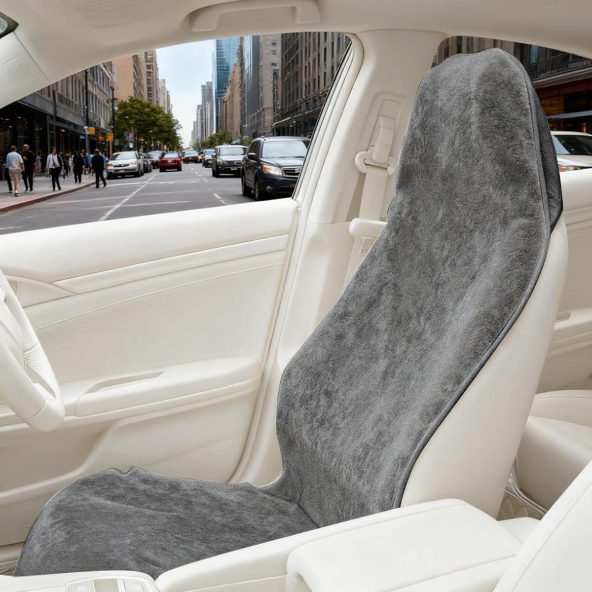 Waterproof Car Towel Seat Cover, Non-Slip Soft Vehicle Sweat Towel Protector, Machine Washable Automotive Front Seat Sweating Cover Accessories, Universal for SUV Trucks (Gray)