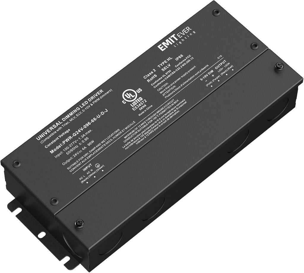 EMITEVER 96W Dimmable LED Driver, 24V Dimmable Power Supply, AC to DC