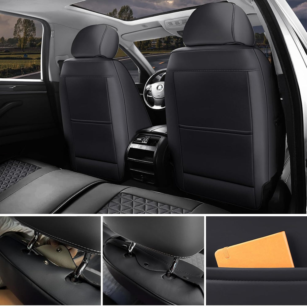 Black Car Seat Covers Full Set Leather Seat Cover for Car SUV Truck
