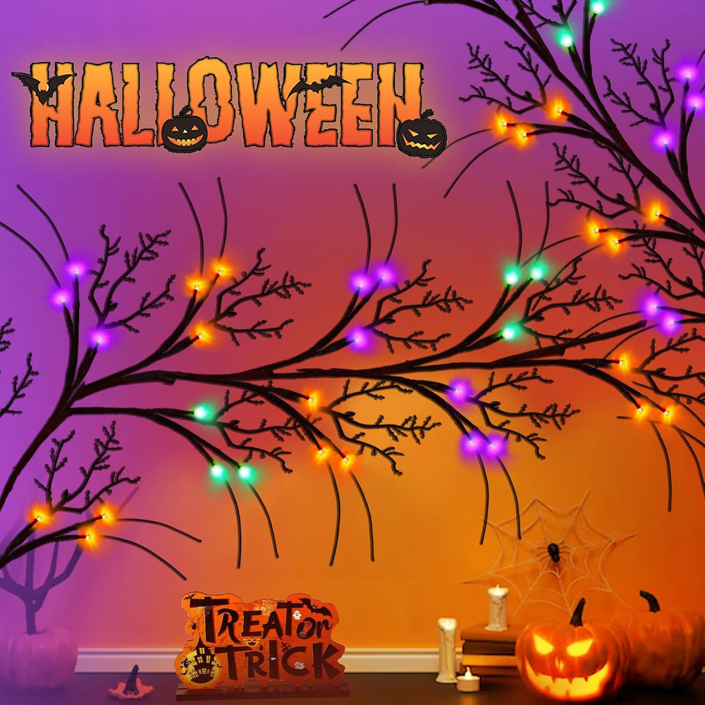 9Ft 72 LED Halloween Willow Vine Twig Garland with Lights - 8 Modes & Tim...