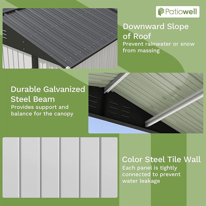 Patiowell Outdoor Storage Shed 8x6 FT, Garden Tool Storage Shed - Image 5