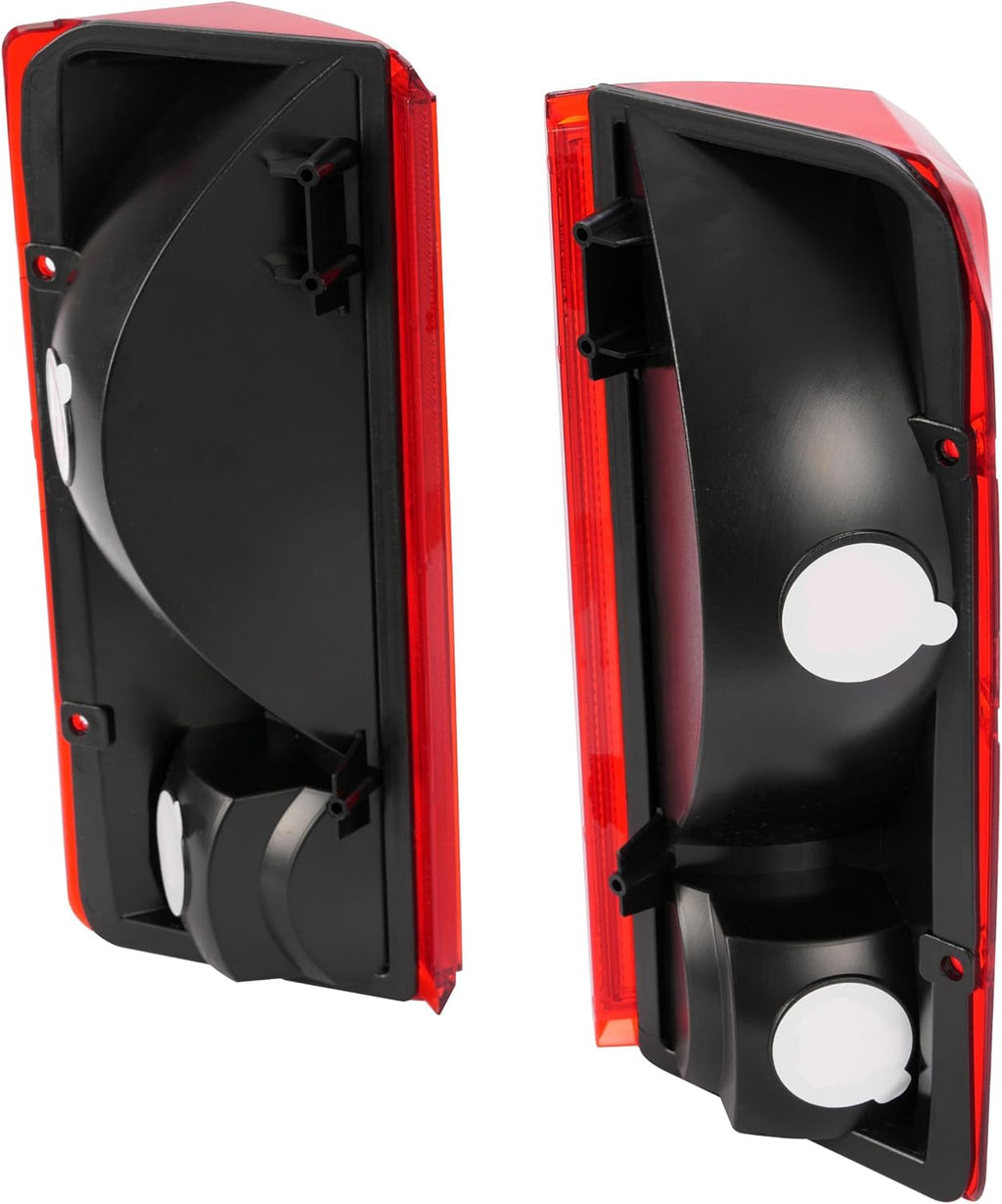 HECASA Pair Tail Light Compatible with 1980-1986 Ford F-150 F-250 F-350 Bronco F-100 Halogen Brake Lamp Taillight Replacement for E4TZ13405B FO2800103 E4TZ13404B FO2801102 Red White Lens Black Housing