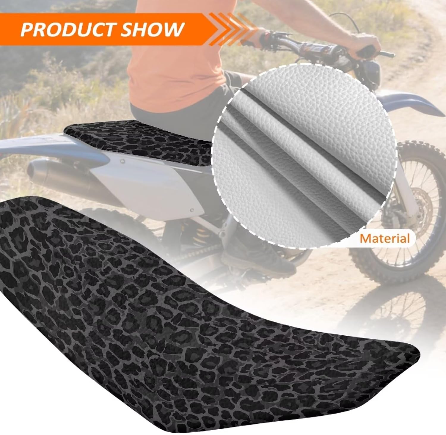 Cheetah Leopard Print Dirt Bike Seat Cover Universal Soft PU Cushion Covers All-Season Protection Cover Easy to Install Universal Fit for Motorcycle Motorcross Enduro