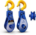 2 Ton (4,400Lbs) Snatch Blocks with Hook,3" Sheave 3/8" Wire Rope Hauler Winch Pulley,Heavy Duty Snatch Block Pulley for Towing,Logging,Offroad Recovery Accessory,Car,SUV,Small Truck,2 Pack