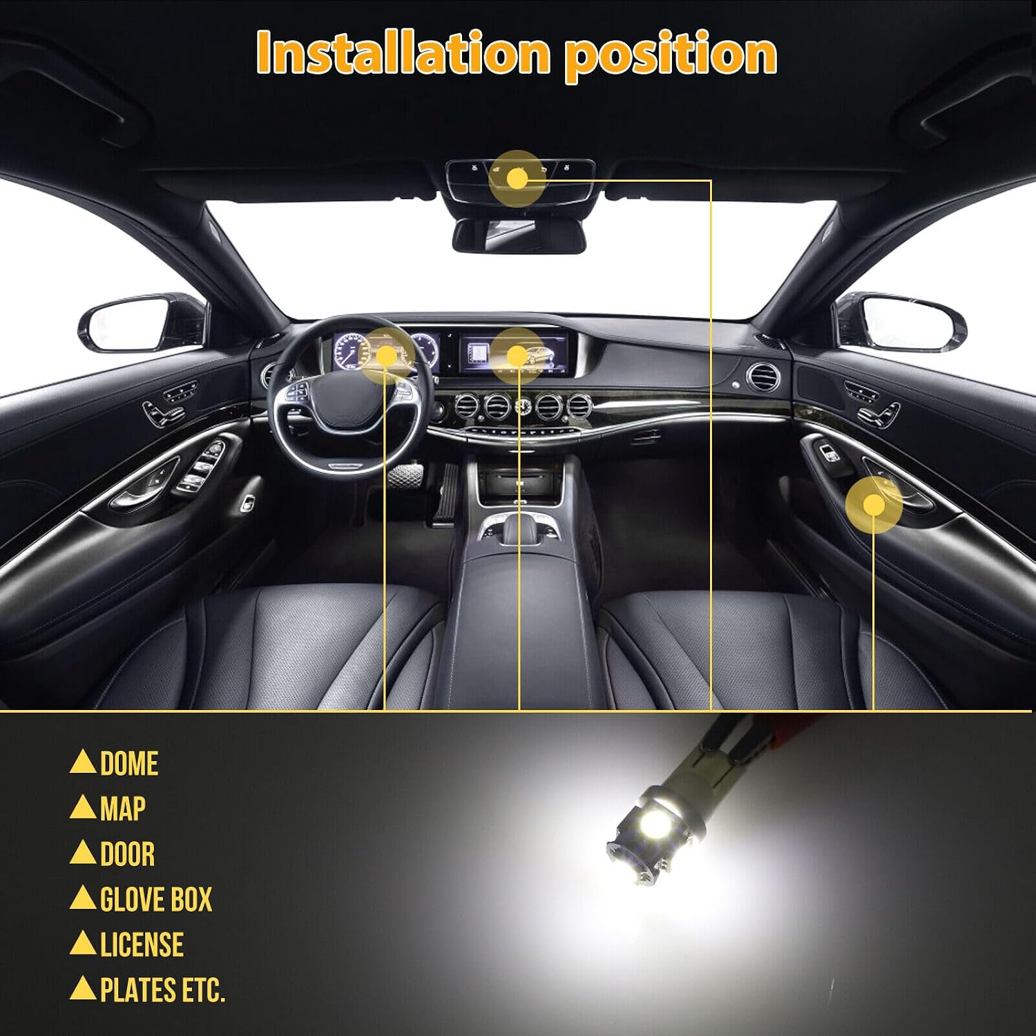 Car Interior Combo LED Map Dome Door Trunk License Plate Light Bulbs White 42PCS