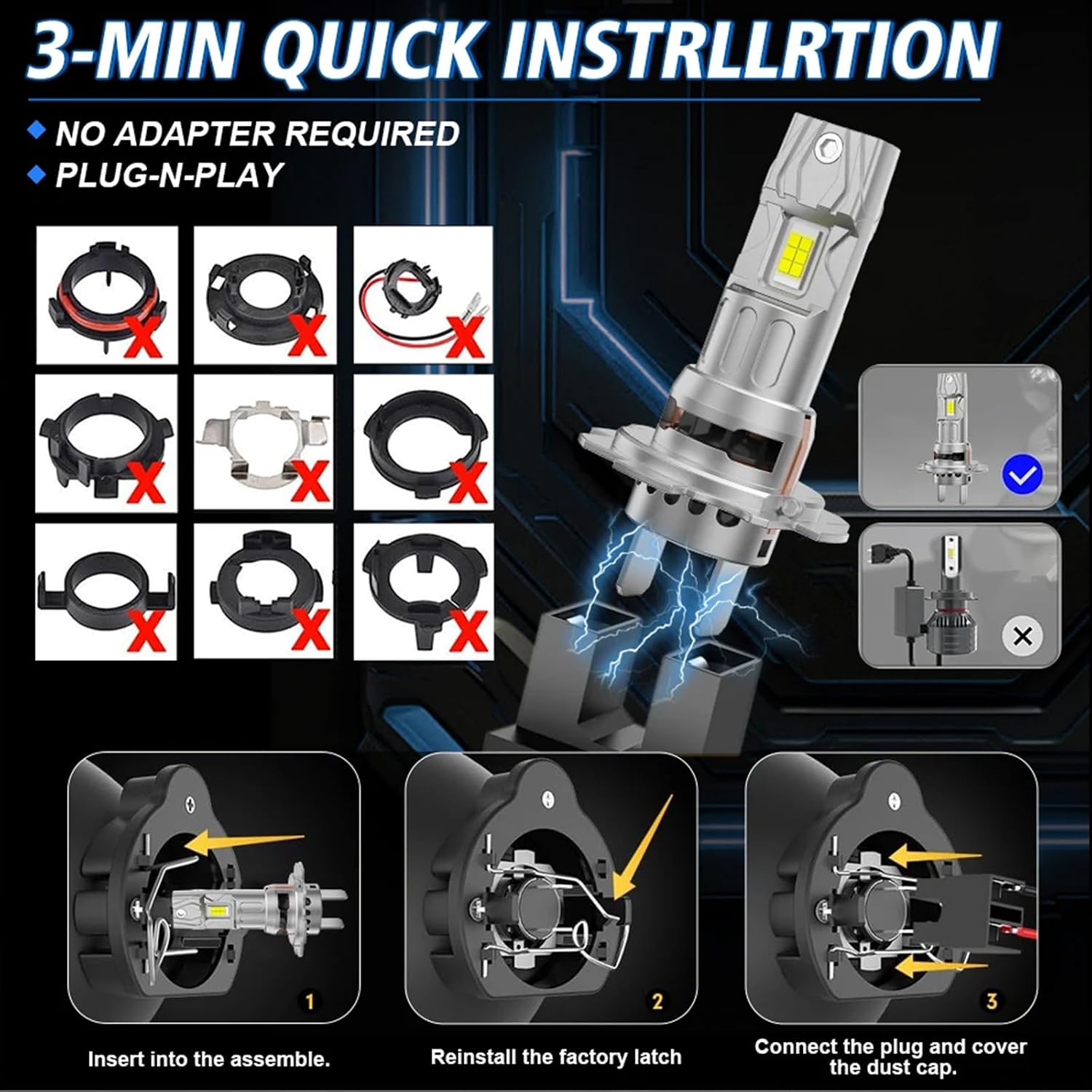 Compatible for 2006-2007 2011-2020 Suzuki GSXR 600 750 Headlights, H7 H11 Motorcycle/ATV/UTV Headlight Bulbs or Fog Lights, 800% bright 30000LM 6500K White,Interior lights;2-Pack