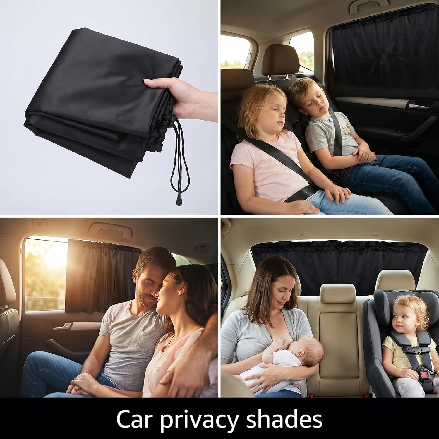 3Pcs Car Privacy Curtain, Car Window Shades | Universal Car Window Shades Light Blocking Sunshades, Side Window Covers Car Interior Accessories for Sleeping Traveling