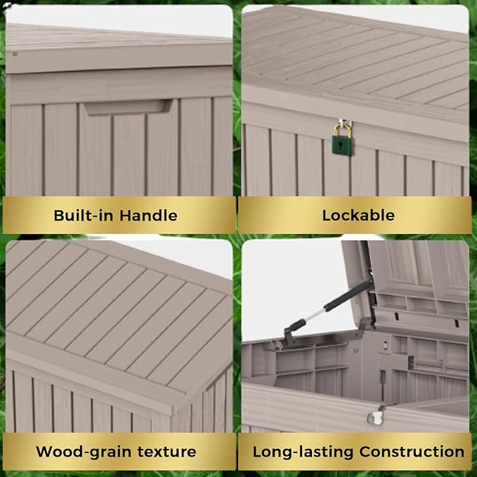 180 Gallon Lockable Resin Deck Box, Waterproof & UV-Resistant Outdoor Storage - Image 6