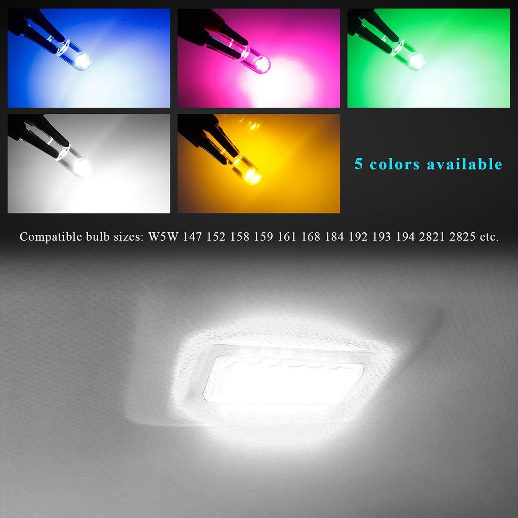 30 PCS 194 Car LED Light Bulbs, 12V 6000K High Brightness Wedge Light T10 168 2825 W5W COB LED Bulb, Error Free Vehicle Interior Bulbs for Dome License Plate Dashboard Lights (White)