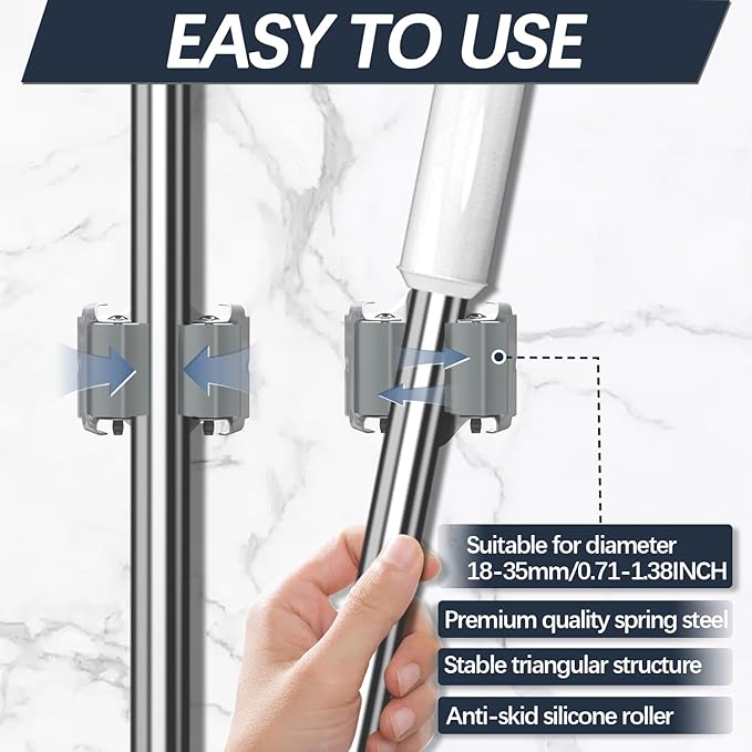 3-H 12 Pack Mop and Broom Holder Big Size Hanging 1 KG Extra, Broom Hanger Wall - Image 5