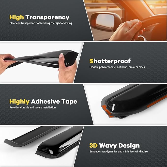 in Channel Rain Guards for 2015-2022 Chevy Colorado/GMC Canyon Crew Cab - Image 4