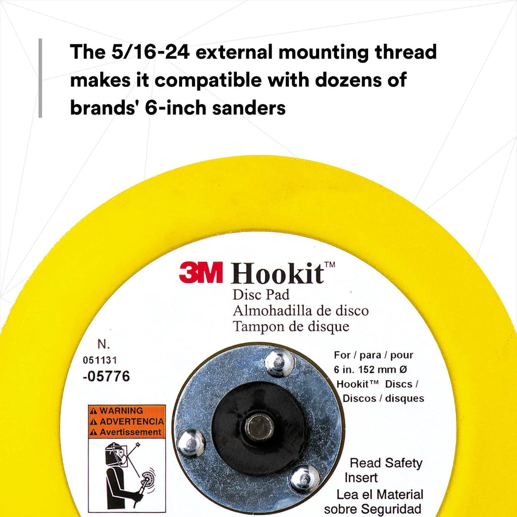 3M Hookit Disc Pad 05776, Easy Change Out, Medium Density Foam, 6 in